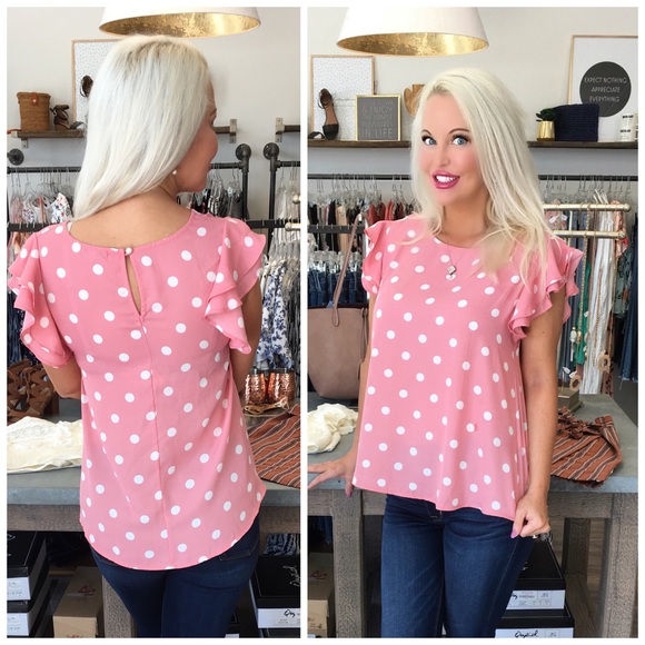 💕LAST 2!! 💕Pretty in Polka Dots! Ruffled Top! - Picture 2 of 5